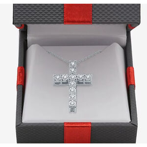 Cross chain catholic religious silver and diamond natural